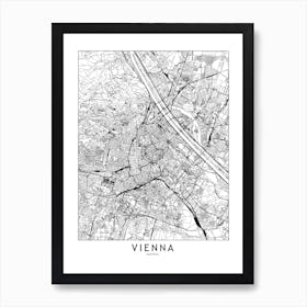 Vienna White Map Art Print