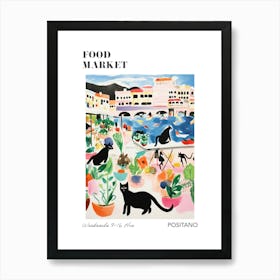 The Food Market In Positano 2 Illustration Poster Art Print