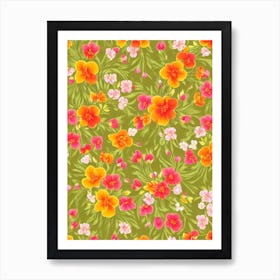 Freesia Repeat Retro Flower Art Print