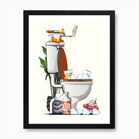 Toilet Paper Swimming In Toilet Art Print