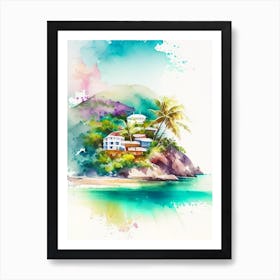 Culebra Island Puerto Rico Watercolour Pastel Tropical Destination Art Print