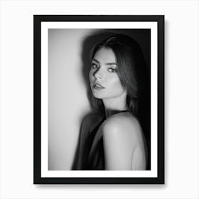 Black And White Portrait Person Radiates Mystery Soft Shadows Mingle With Strategic Highlights Con Art Print