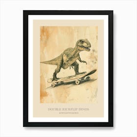 Acrocanthosaurus Vintage Dinosaur Poster 2 Art Print