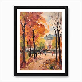 Autumn City Park Painting Parc De Belleville Paris France 1 Art Print