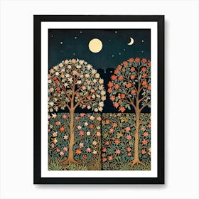 William Morris Moonlight Trees Affiche