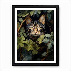 Contemporary Floral Cat 3 Art Print