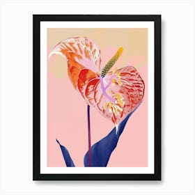 Colourful Flower Illustration Flamingo Flower 2 Art Print