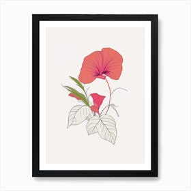 Impatiens Floral Minimal Line Drawing 3 Flower Art Print