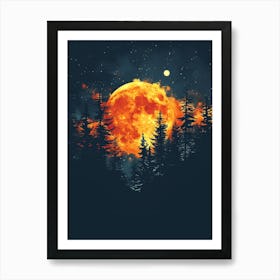 Full Moon In The Forest 3 Art Print