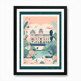 The Louvre   Paris, France   Cute Botanical Illustration Travel 3 Art Print