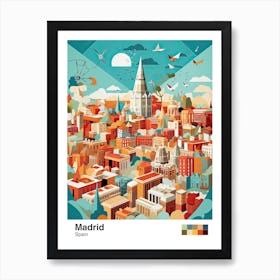 Madrid, Spain, Geometric Illustration 1 Poster Art Print