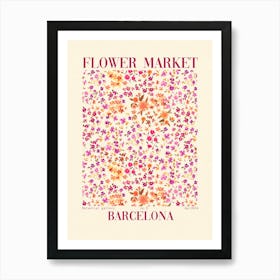 Romantic Flower Market Barcelona Art Print