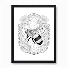 Hibernation Bee 5 William Morris Style Art Print