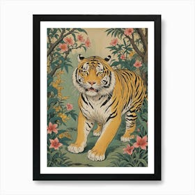 Tiger In The Floral Jungle Art Print