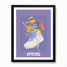 Spring Poster Retro Sneakers With Flowers 90s Illustration 5 Art Print