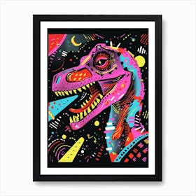 Dinosaur Pink & Black Abstract Geometric Art Print