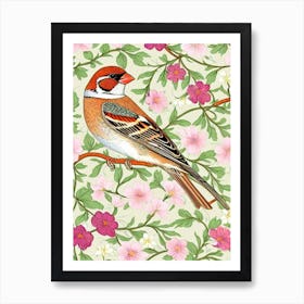 House Sparrow William Morris Style Bird Art Print