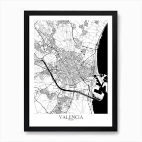 Valencia White Black Art Print