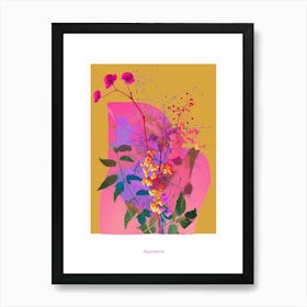 Gypsophila 4 Neon Flower Collage Poster Art Print