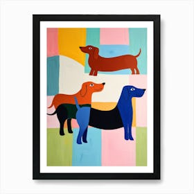 Three Dachshunds Art Print