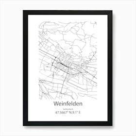 Weinfelden,Switzerland Minimalist Map Art Print