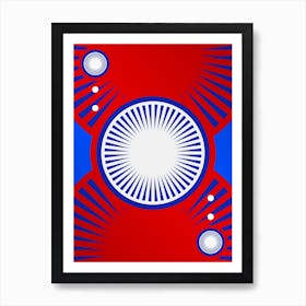 Geometric Abstract Glyph in White on Red and Blue Array n.0068 Art Print