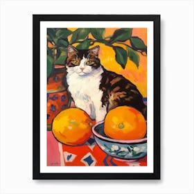 Camelia With A Cat 3 Fauvist Style Painting Art Print