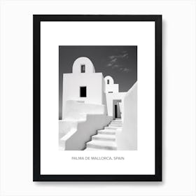 Poster Of Santorini, Greece, Photography In Black And White 2 Art Print