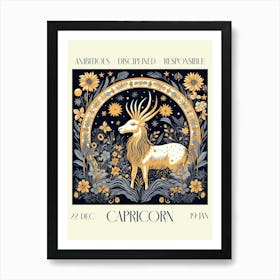 Capricorn William Morris Zodiac Astral Sign Art Print