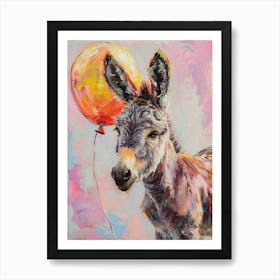 Cute Donkey 2 With Balloon Art Print