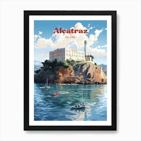 Alcatraz San Francisco California United States Travel Illustration Art Print