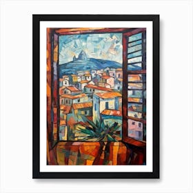 Window View Of Athens Greece In The Style Of Cubism 2 Art Print