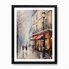 Vintage Winter Painting Paris France 3 Art Print