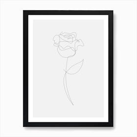 One Line Rose Art Print
