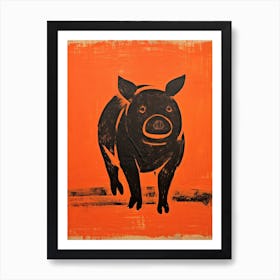 Pig, Woodblock Animal Drawing 4 Art Print