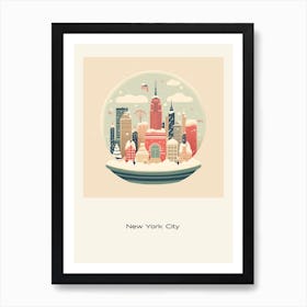 New York City Usa 3 Snowglobe Poster Art Print