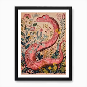 Floral Animal Painting Cobra 5 Art Print