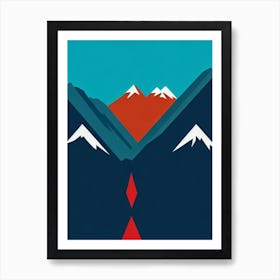 Alpe D'Huez, France Modern Illustration Skiing Poster Art Print