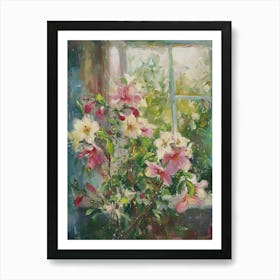 Azalea Flowers On A Cottage Window 4 Art Print