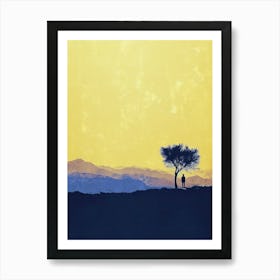 Silhouette Of A Lone Tree, Minimalism Art Print