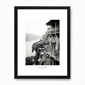 Poster Of Portofino, Italy, Black And White Photo 2 Art Print