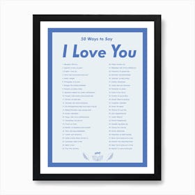 50 Ways To Say I Love You 2 Art Print