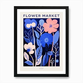 Blue Flower Market Poster Lily 4 Art Print