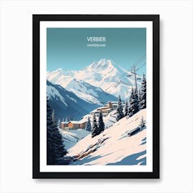 Poster Of Verbier   Switzerland, Ski Resort Illustration 3 Art Print