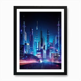 A Full Scale Concept Illustration Of An Urban Future Landscape Bathed In A Sea Of Electric Movement (4) Art Print