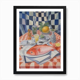 Salmon Still Life Painting Art Print