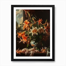 Baroque Floral Still Life Gloriosa Lily 1 Art Print