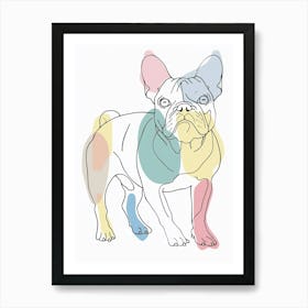 Pastel Watercolour French Bulldog Line Illustration 4 Art Print
