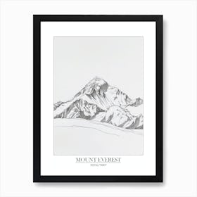 Mount Everest Nepal Tibet Line Drawing 5 Poster Art Print