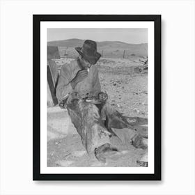 Mexican Cowboy Eating Dinner After The Roundup, Cattle Ranch Near Marfa, Texas By Russell Lee Art Print